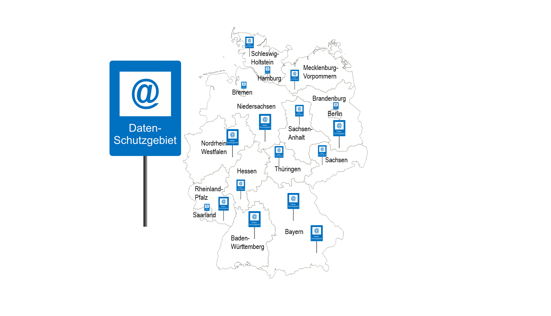 In den Bundesländern existieren 18 Datenschutzgebiete